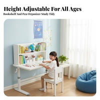 Height Adjustable Kids Desk Child-Focused Design Ergonomic Children's Study Desk Large Desktop Student Workstation for Students, Bedroom