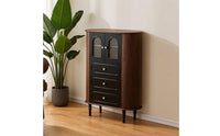 Fully Assembled Arched Cabinet with Glass Doors Antique Storage Cabinet with Glass Doors Brushed Gold Hutch Compact for Entryway