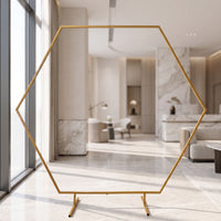 Hexagonal Arch Snap-Assembly Wedding Arch Stand Freestanding Backdrop Frame with Feet for Decorators, Florists, Weddings, Parties, Photo Booths