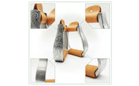 Universal Fit Stirrups with Leather Wrap Polished Engraved Stirrups Aluminum Tack Heavy-Duty for Riders, Equestrians