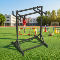 Training Hurdle Rack Caster Wheels Fitness Gear Triangular Bracing