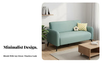 Comfortable Seating 2 Seater Textile Sofa Elegant Design Small Apartment Couch Sturdy Construction 2 Seater Sofa Deep Seat for Renters, Couples, Students, Bedroom, Reception Area, Closed Ice, Balcony