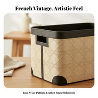 Toile style Jouy Print Container French Country aesthetic Storage Bin Large Capacity