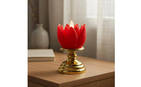 LED Lotus Candle Glowing Ember Effect Electronic Lotus Flower Light Smokeless Battery Operated Buddhist Lamp for Buddhists, Altar