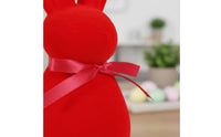 Flocked Bunny Figurine Fuzzy Texture Chunky Hare Decor Tabletop Accent Velvet Hare Ornament for Party, Desktop