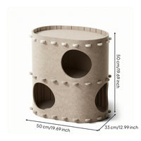 Double-Layer Cat House with Top Perch Foldable Felt Cat Cave Enclosed Pet Furniture Space-Saving for Corner