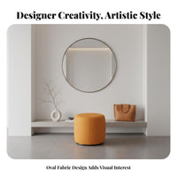 Textile Pouf with Handle Mobile Upholstered Bench Sturdy Construction Minimalist Design for Adults, Living Room, Bedroom
