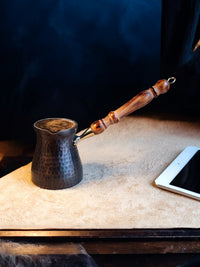 限量版土耳其进口咖啡壶煮纯铜手工雕刻锤纹复古高级感奢华收藏品