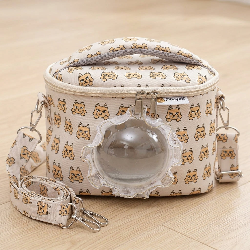 Pet Carrier Small Pet Bag with Circular Window, Portable Pet Bag with Shoulder Strap, Breathable Pet Carrier for Outdoor Travel and Small Pets