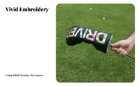 Easy to Wipe Wipe Golf Club Headcover | Multicolor Floral Embroidery PU Leather, Golf Club Cover with Velvet Lining, for Travel