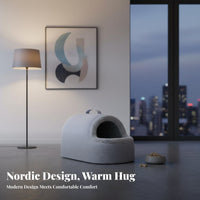Heated Pet Den Automatic Heating Heated Feline Cave Private and Snug Pet House for Felines, Small Dogs, Cold Weather, Indoors, Living Room