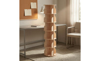 Wooden Rotating Bookshelf Floor Standing Bookcase Unit Cylindrical 360 Degree Revolving Bookcase