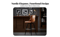 Rotating Counter Chair with Backrest Vintage Counter Bar Seating Built-in Footrest Anti-Slip Band for Business Owners