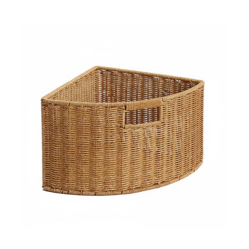 Corner Lidded Basket Woven Design Household Storage Large Capacity for Bathroom