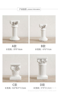 Nordic Resin Roman Column Candle Holder with Angel Figurine
