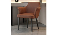 Padded Dining Chair with Armrests Modern Eco Leather Chair Tapered Legs Accent Armchair Comfortable for Home Office, Vanity