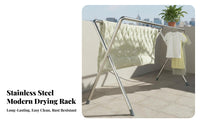 Rustproof Stainless Steel Laundry Rack Rust-Resistant Foldable Clothes Drying Rack Heavy Duty Foldable Clothes Horse Sturdy and Long-Lasting for Apartment Dwellers, Families, Homeowners, Balcony, Indoor, Outdoor, Bedroom