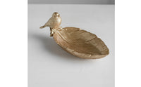 Leaf Tray with Bird Carved Bird Trinket Tray Textured Catchall for Entryway, Tabletop, Desk