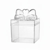 Clear Candy Box with Bow Compact Size Transparent Candy Box Food Grade Cube Container for Wedding