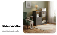 Glass Door Office Sideboard Multiple Compartments Filing Cabinet Adjustable Shelves Minimalist and Design for Reception Area
