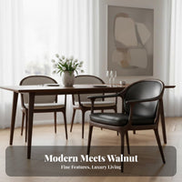 Walnut Wood Armchair Nordic Aesthetic Curved Spine Wooden Chair Italian Design Upholstered Pad for Restaurant, Home Office