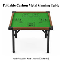 Card Game Table with Green Felt | No Assembly Required, Folding Game Table with Reversible Tabletop, Easy Setup, for Living Rooms