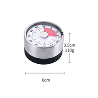 1 Piece Visual Countdown Timer Analog Magnetic Kitchen Timer Mechanical Cooking Countdown Timer Stainless Steel Wind-up Construction Suitable for Apartment Kitchen Office Pantry