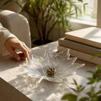 Crystal Maple Leaf Serving Tray Fall Maple Leaf Tray Clear Decorative for Hosts, Homeowners, Dining Table, Parties