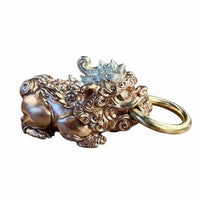 Mythical Protector Keychain Three-Dimensional Mythical Creature Creature Pendant Curled Mane Chinese-Style Keychain
