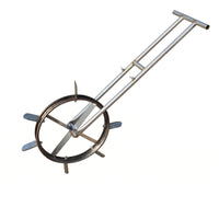 Manual Row Spacing Tool T-Handle Grip Hole Making Tool Silver Finish Wheel Cultivator for Farmers, Field