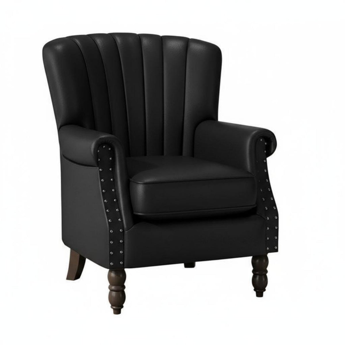 Retro Design Upholstered Wingback Chair High Back Design Tufted Single Sofa Rolled Arms Armchair Space Saving for Business Owners, Homeowners, Hotel, Photo Studio, Small Areas, Study