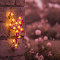 Solar Flamingo Light Outdoor Solar-Powered Wall Light Lamp Metal for Patio