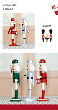 36cm Pearl Nutcracker Flag Bearer Drum Soldier Wooden Christmas Ornament