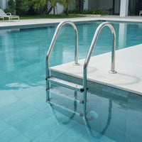 Stainless Steel Pool Ladder Step Anti-Slip Pool Ladder Step with End Fittings Rust-Resistant Brushed Metal for Maintenance Professionals