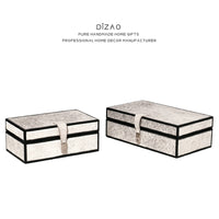 Luxury Modern Minimalist Genuine Leather Horsehair Decorative Box for Cloakroom, Hotel Bedroom Storage