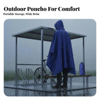 Waterproof Rain Cape Multi-Function Multifunctional Hiking Poncho Full Coverage Hooded Rain Poncho for Cyclists, Campers, Camping, Travel