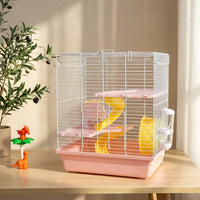 Portable Hamster Cage and Double Layer Cage with Base, Compact Hamster Cage for Indoor Travel, Square Starter Habitat for Small Pets