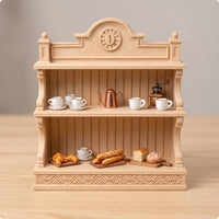 Miniature Display Shelf Wooden Dollhouse Display Shelf Two-Tier Furniture for Collectors, Hobbyists, Diorama