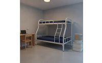 Metal Bunk Bed Space-Saving Bunk Bed with Guardrails Reinforced Furniture for Students, Teens, Dormitory, Shared Bedroom