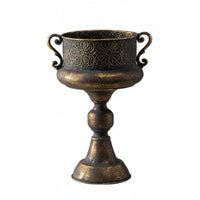 Trophy Vase Antique Finish Plant Pot Ornate Hold Foundation Decor for Photo Studio, Tabletop Display