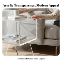 C-Shaped Acrylic Table Modern Design Nightstand Easy to Clean for Small Spaces
