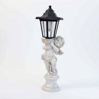 Resin Cherub Statue with Lantern Weather-Resistant Angel Statue with Lantern Dusk to Dawn Sculpture Sculpted for Patio, Lawn