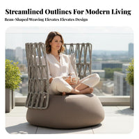 4 Pieces 4-Piece Woven Rope Conversation Set Nordic and design Outdoor Furniture Weather-Resistant Garden Lounge Group for Homeowners, Balcony, Patio, Deck