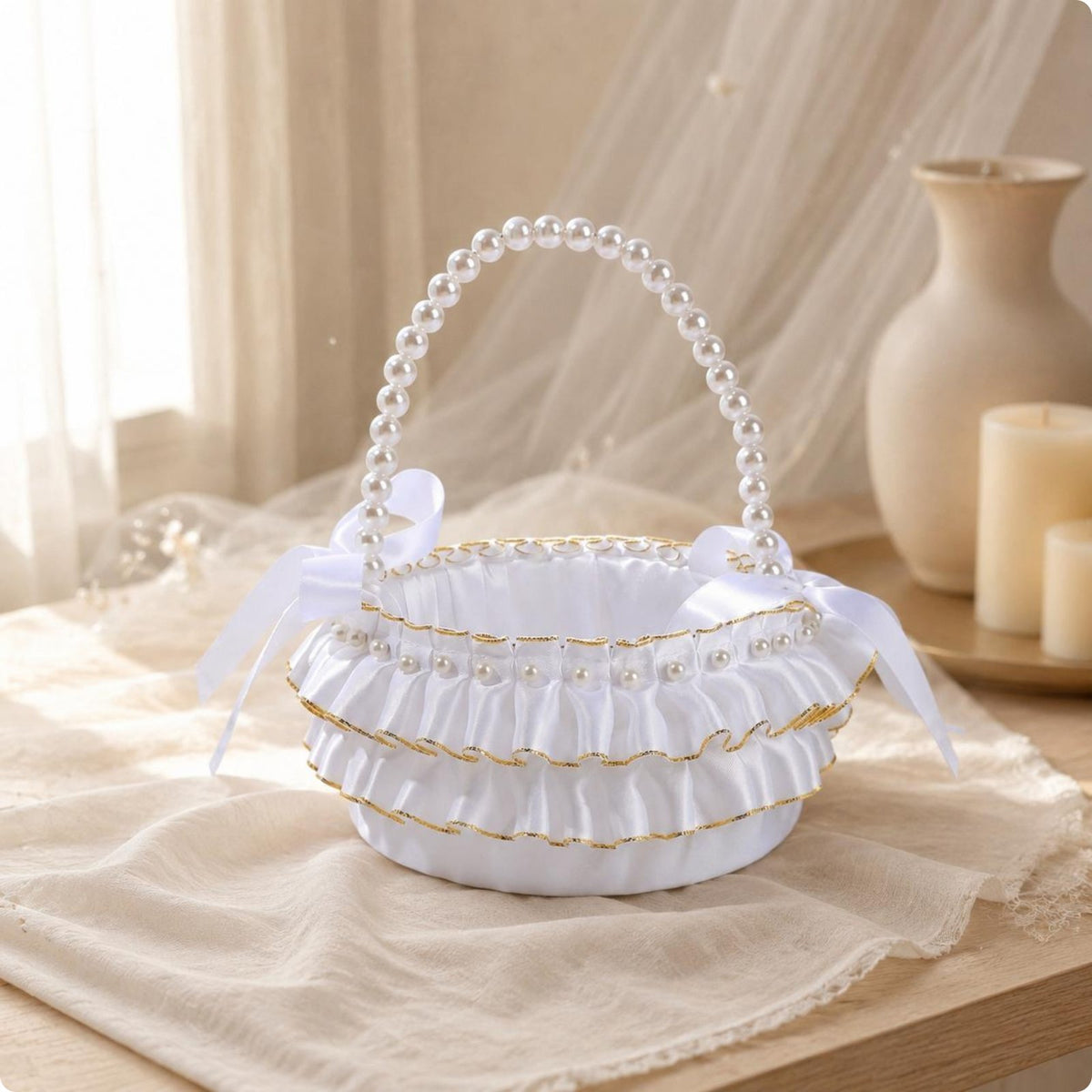 Wedding Flower Girl Basket Elegant Design Event Decoration Cute Bowknot