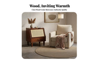 Bedside Storage Cabinet Modern Minimalist Design Wicker-Front Cabinet for Study