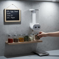 Wall Mounted Grain Dispenser Adjustable Dividers for Pantry