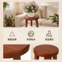 Round Solid Wood Plant Stand, 1-Tier, Brown, for Indoor/Outdoor Use