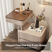 Height-Adjustable C-Table with Drawers Space-Saving Design Adjustable Curved Designd Table Multi-Functional Wheeled Storage Cabinet for Living Room