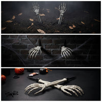 2 Pieces Halloween Skeleton Hand Stakes Articulated Skeleton Arm Stakes Spooky Decorations Plastic for Yard, Lawn, Garden, Haunted House