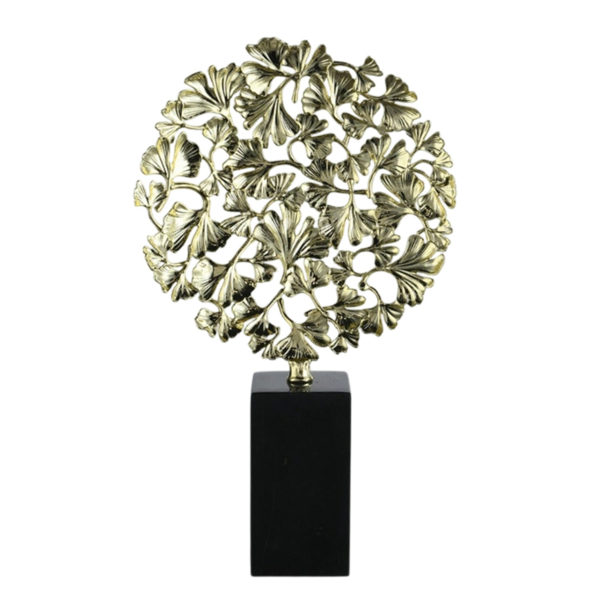 Ginkgo Leaf Sculpture Lustrous Tabletop Decor Modern-Luxe for Dining Table
